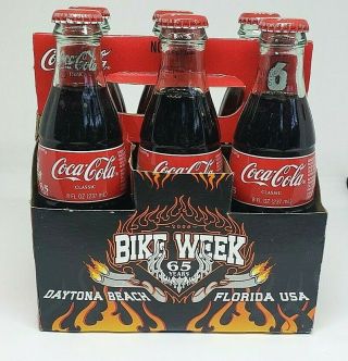 2006 Coca Cola Bike Week Coke Bottles With 6 Pack Carrier Rare Daytona Fl Full