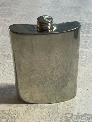 Vintage Comoy’s Of London English Pewter 8 Oz Flask Engraved Sheffield,  England