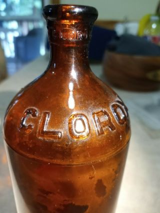 Vintage Brown Glass Clorox Bottle Jar