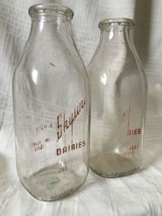 Vintage Quart Milk Bottles Skyline Dairies Asheville North Carolina Dairy Bottle