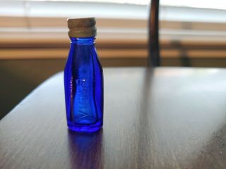 Vicks Vintage Miniature Drops Bottle Cobalt Blue Glass Advertising