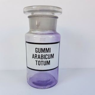 Vintage Glass Apothecary Pharmacy Clear Jar 250 Ml Gummi Arabicum Totum