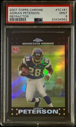 2007 Topps Chrome Refractor Adrian Peterson Rookie Rc Tc181 Psa 9