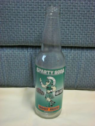 Michigan State Spartans Sparty Soda Root Beer Glass Bottle