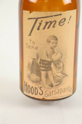 1894 Hood’s Sarsaparilla Boxing Themed Glass Bottle 2