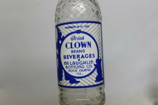 Clown Brand Beverages Soda Bottle,  Rock Island,  Illinois 1954