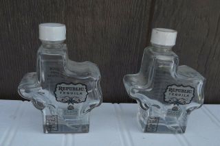 Empty Republic Plata Tequila Texas Shaped Liquor Decanter Bottle Clear Glass50ml