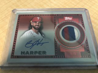 2021 Topps Series 1 Bryce Harper Reverence Auto Autograph Patch Rap - Bh 5/5 1/1