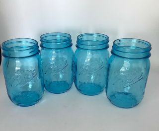 4 Blue Ball Mason Jars Pint 100 Years Of American Heritage 1913 - 1915 Jars