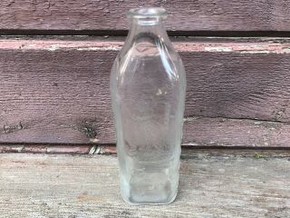 Vintage Antique Glass Baby Bottle W Embossed Cats Kittens