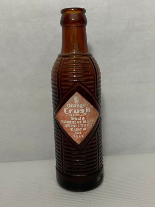 Vintage Orange Crush Ribbed Amber Brown 9 1/2in.  Soda Bottle Louisville,  Ky