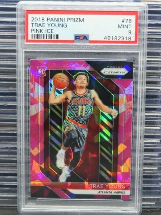 2018 - 19 Prizm Trae Young Pink Ice Prizm Rookie Card Rc 78 Psa 9 (18) V295