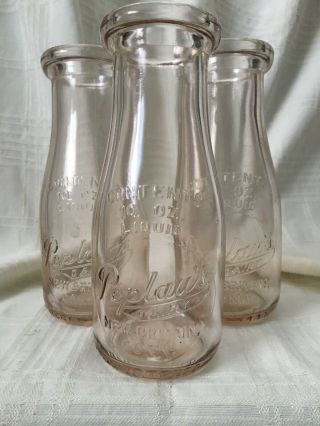 3 Vintage Third Quart Milk Bottles Peplau 