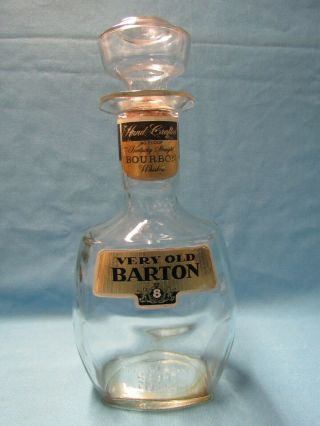 Vintage Very Old Barton Kentucky Bourbon Empty Whiskey Glass Bottle Decanter