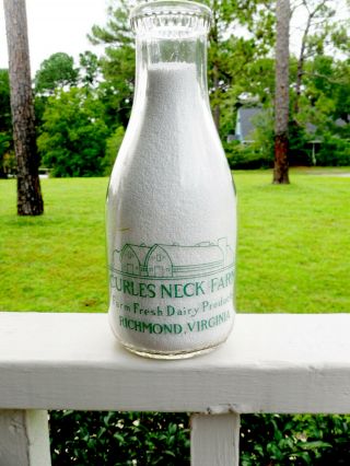 Vintage Curles Neck Farm,  Fresh Dairy Products - - - Richmond,  Va,  Virginia - - - Quart