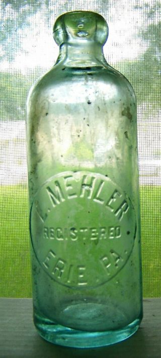 Erie Pennsylvania Mehler Slug Plate Emboss Hutchinson Soda Bottle Hutch Pa 0712