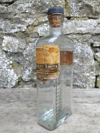 Vintage 1/2 Pint Glass Bottle Tablespoon Markings - Harry Smith Chemist Pendleton