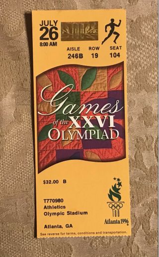 1996 Atlanta Olympics Athletics Track Ticket Stub Pw386