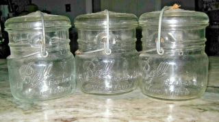 (3) Vintage Ball Eclipse Wide Mouth Pint Canning Jars With Glass Lids