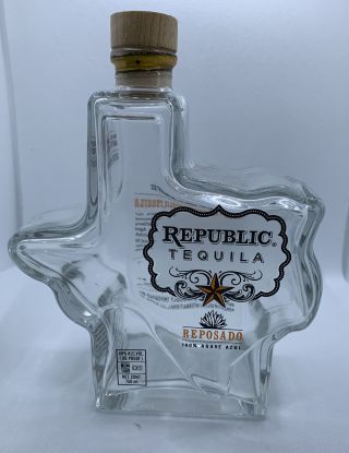 Collectible,  Republic Tequila Reposado,  Texas Glass 750ml Bottle