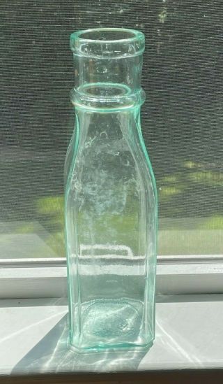 Antique Hand Blown Aqua Glass Pickle Condiment Jar 10 3/4 " Tall S B & C Co.