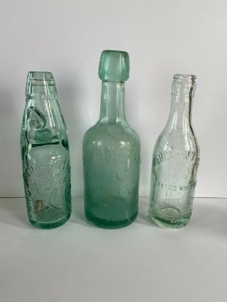 3x Merchant & Co Pure Aerated Waters Southport Mineral Water Bottles Inc Codd