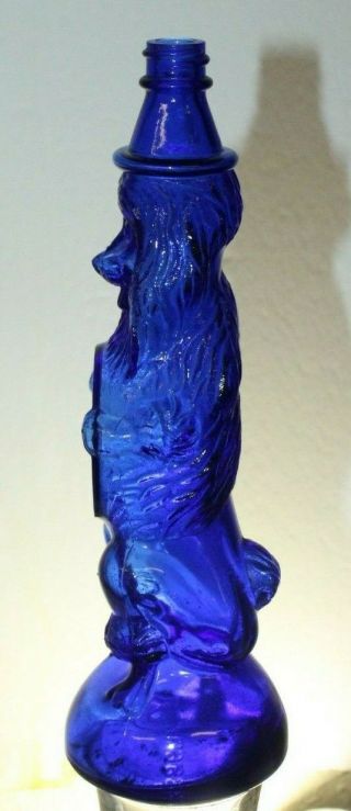 Vintage Cobalt Blue Glass Poodle Dog Shaped Figural Bottle 8 