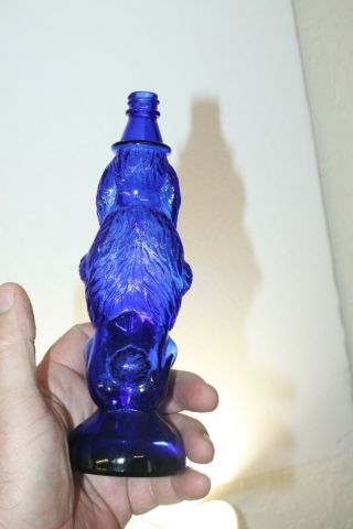 Vintage Cobalt Blue Glass Poodle Dog Shaped Figural Bottle 8 