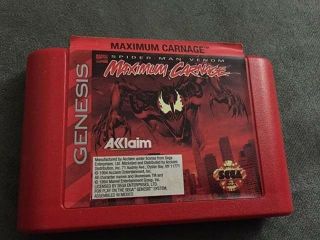 Spider - Man And Venom: Maximum Carnage,  Rare Red Cartridge For Sega Genesis