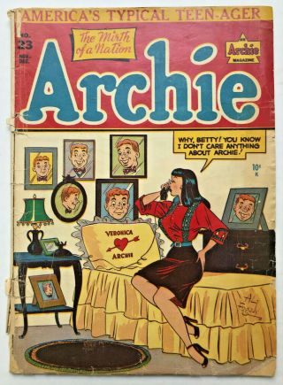 1946 Archie Comics 23 Leggy Veronica Headlights Cover Comic Book