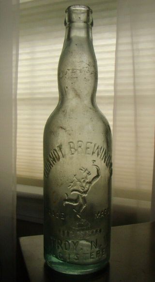 Antique Quandt Brewing Co.  - Troy,  N.  Y.  Tooled Beer Bottle