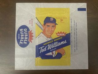 1959 Fleer Baseball’s Greatest Series “ted Williams” 6 Card Pack Wrapper