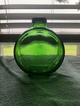 Vintage Green Glass Refrigerator Water Bottle With Lid