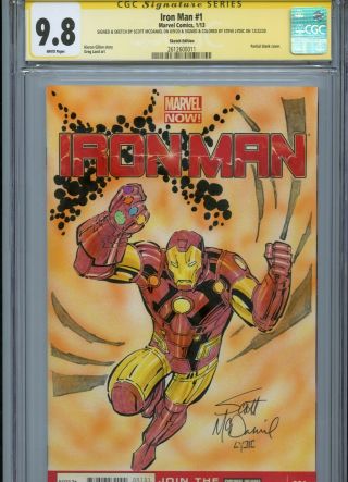 Iron Man W/ Gauntlet Sketch Cover By Scott Mcdaniel Cgc Ss 9.  8 Avengers End Game