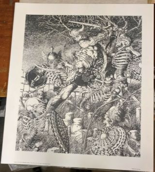 Barry Smith,  Conan :cimmerian Death Print,  1977,  24 X 27,  Robert E Howard,  Rare
