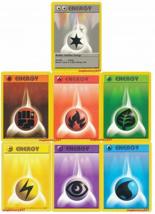 20 Pokemon Card Classic Base Set Energy Cards Double Colorless Water Grass Fire