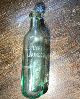 Early Mineral Water Bottle S.  Eyre Launceston England @1840 Torpedo Shape