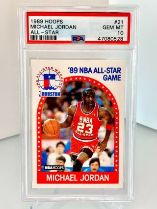 Psa 10 Gem Mt Michael Jordan 89 All - Star Game Mj All Star 1989 Nba Hoops 21 Chi