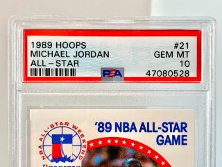 PSA 10 GEM MT Michael Jordan 89 All - Star Game MJ All Star 1989 NBA Hoops 21 CHI 2