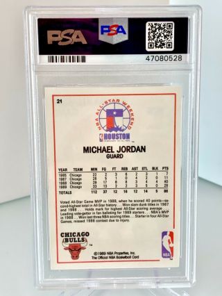 PSA 10 GEM MT Michael Jordan 89 All - Star Game MJ All Star 1989 NBA Hoops 21 CHI 3