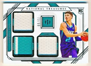 2020 - 21 National Treasures Lamelo Ball Rookie Materials Triple Jersey Rc (73/99)