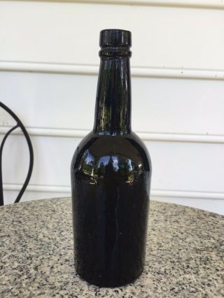 1800s 3 - Pc.  Molded Black Glass Ale Or Beer Bottle Pontil Civil War Era