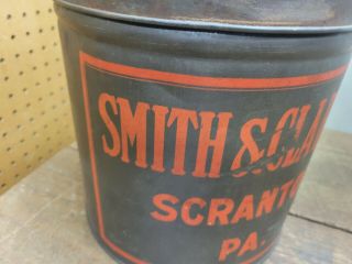 L1336 - RARE Antique Smith & Clark co.  Scranton pa Ice Cream Tin Container DAIRY 2