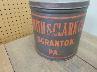 L1336 - RARE Antique Smith & Clark co.  Scranton pa Ice Cream Tin Container DAIRY 3