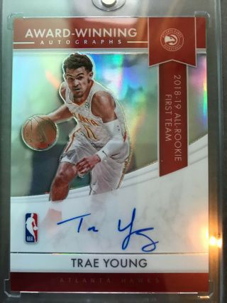 Trae Young Award - Winning Silver Prizm On Card Auto National Treasures 2020 - 21