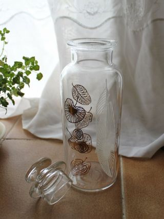 White Feather Gold Leaf Glass Apothecary Jar With Lid