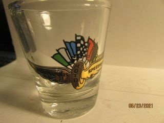 Indianapolis Motor Speedway Shot Glass - Wings,  Wheel & Flags -