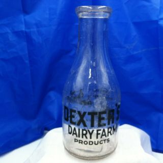 1948 Dexter Dairy Farm Products Quart Black Pyro Milk Bottle Paducah,  Ky