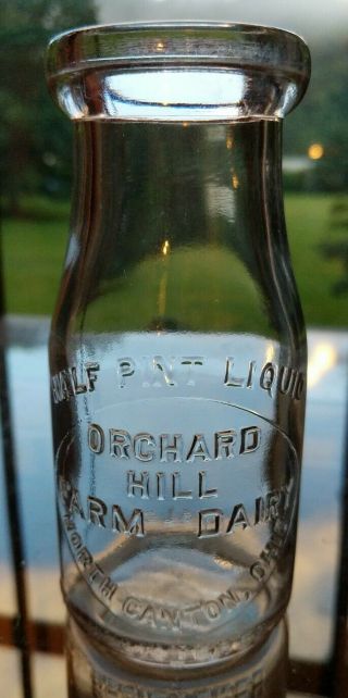 Half Pint Orchard Hill Farm Dairy Milk Cream Bottle North Canton Ohio Oh