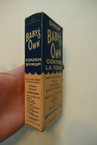 Vintage 1940s NOS Apothecary Pharmacy Baby ' s Own Cough Syrup Bottle & Box 3